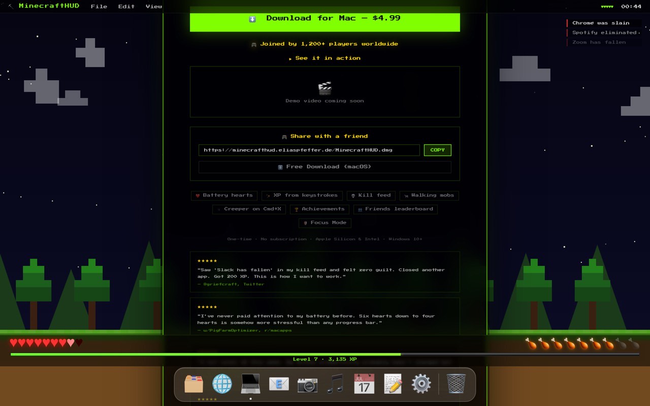Screenshot of Minecraft HUD